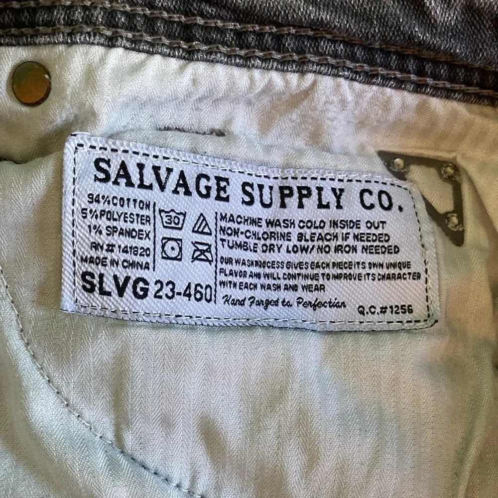 Men’s Jeans Size 31S Salvage Supply Co For Buckle Gray Washed Denim with Flaw